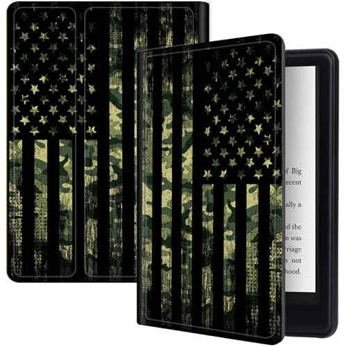 Schutzhülle für Kindle Paperwhite 12. Generation 2024 (17,8 cm) und Kindle Colorsoft Signature Edition 7 Zoll (17,8 cm) mit Militär-Camouflage-Flagge, klappbarer Ständer mit mehreren von BWEGRHE