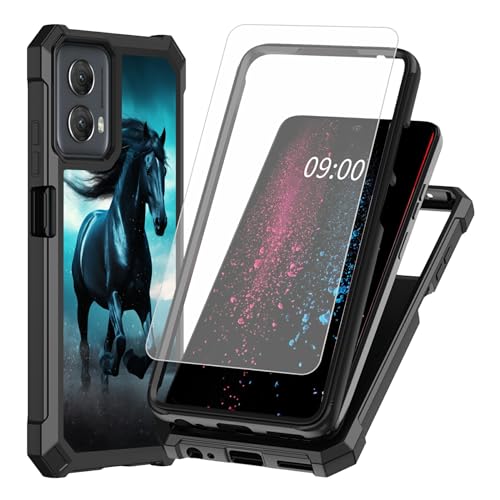 Schutzhülle für Moto G Play 5G 2024, mit Displayschutzfolie aus gehärtetem Glas, 2-lagig, stoßfest, TPU-Ecken, integrierter Rahmen, Stoßfänger, Schutzhülle für Moto G Play 5G 2024, Motiv: schwarzes Schutzhülle für Moto G Play 5G 2024, mit Displayschutzfolie aus gehärtetem Glas, 2-lagig, stoßfest, TPU-Ecken, integrierter Rahmen, Stoßfänger, Schutzhülle für Moto G Play 5G 2024, Motiv: schwarzes von BWEGRHE