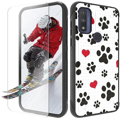 Schutzhülle für Motorola G Power 2022/G Pure, mit Displayschutzfolie, harte Rückseite aus Polycarbonat, strukturierte Rückseite, niedlicher Hundepfotenabdruck, weicher TPU-Stoßfängerrahmen Schutzhülle für Motorola G Power 2022/G Pure, mit Displayschutzfolie, harte Rückseite aus Polycarbonat, strukturierte Rückseite, niedlicher Hundepfotenabdruck, weicher TPU-Stoßfängerrahmen von BWEGRHE