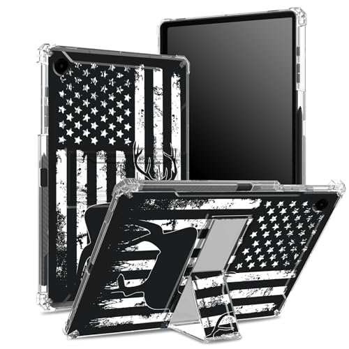 Schutzhülle für Samsung Galaxy Tab A9 8,7 Zoll 2023 Modell SM-X110/ X115/ X117 mit Stifthalter, transparente Rückseite mit amerikanischer Hirschflagge, Eckenschutz, stoßfeste Abdeckung mit hartem Schutzhülle für Samsung Galaxy Tab A9 8,7 Zoll 2023 Modell SM-X110/ X115/ X117 mit Stifthalter, transparente Rückseite mit amerikanischer Hirschflagge, Eckenschutz, stoßfeste Abdeckung mit hartem von BWEGRHE