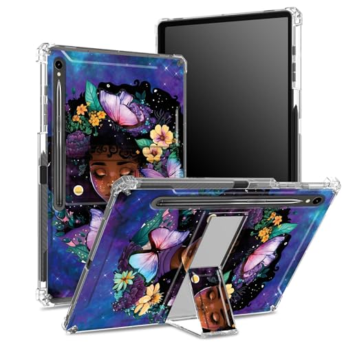 Schutzhülle für Samsung Galaxy Tab S9 FE 10,9 Zoll 2023 (X510/X516/X518), weiche Hülle mit S-Stifthalter, transparente Rückseite mit Pretty Girl Galaxy, Eckenschutz mit hartem Ständer von BWEGRHE