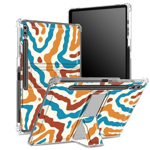 Schutzhülle für Samsung Galaxy Tab S9 Plus 12,4 Zoll 2023 (SM-X810/X816B/X818U), weiche Hülle mit S-Stifthalter, transparente Rückseite mit abstraktem psychedelischem Design, Eckenschutz mit hartem von BWEGRHE