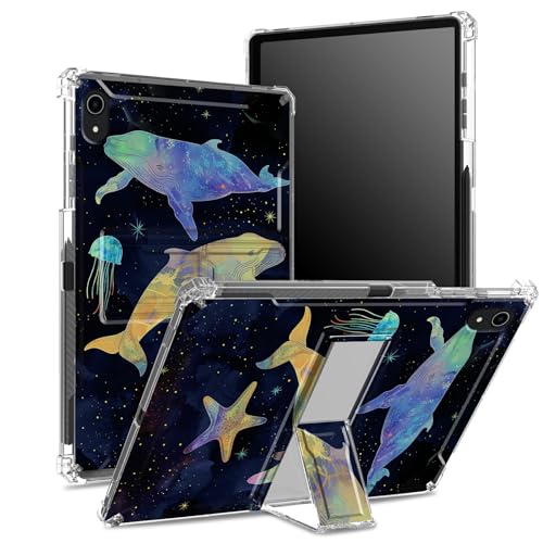 Schutzhülle für iPad 11. Generation 2023, iPad 10. Generation 2022, 27,7 cm (11 Zoll), mit Stifthalter, transparente Rückseite mit Regenbogenwalen, Eckenschutz, stoßfeste Abdeckung mit hartem Ständer von BWEGRHE