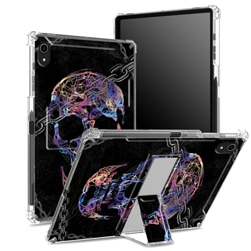 Schutzhülle für iPad 11. Generation 2023, iPad 10. Generation 2022, 27,7 cm (11 Zoll), mit Stifthalter, transparente Rückseite mit Schäkel-Schädel, Eckenschutz, stoßfeste Abdeckung mit hartem Ständer von BWEGRHE
