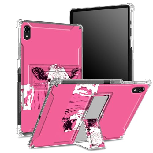 Schutzhülle für iPad 11. Generation 2023, iPad 10. Generation 2022, 27,7 cm (11 Zoll), mit Stifthalter, transparente Rückseite mit rosa Kuh, Eckenschutz, stoßfeste Abdeckung mit hartem Ständer von BWEGRHE