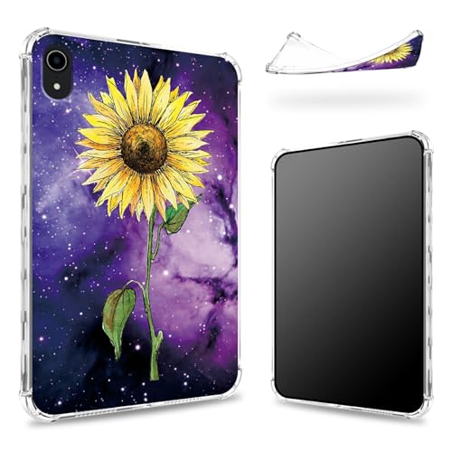 Schutzhülle für iPad 11. Generation 2023 / iPad 10. Generation 2022, 27,7 cm (11 Zoll), transparente Rückseite mit Sonnenblumen-Gelb-Violett-Galaxie, schlanker, weicher TPU-Eckenschutz, stoßfeste von BWEGRHE
