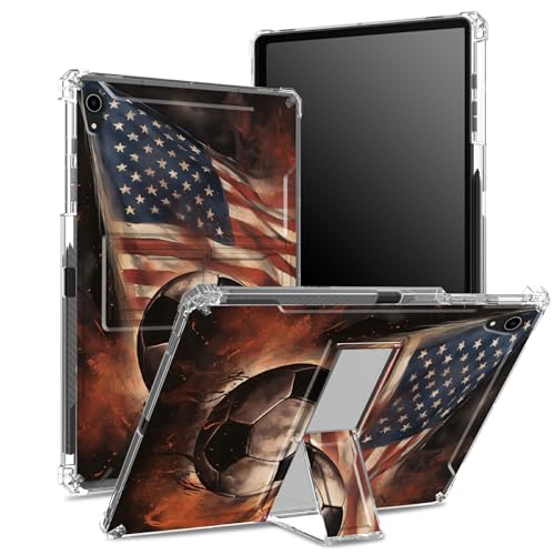 Schutzhülle für iPad Air 5. Generation 2022 / iPad Air 4. 2020, 11 Zoll (27,7 cm) mit Stifthalter, transparente Rückseite mit Fußballflagge, Eckenschutz, stoßfeste Abdeckung mit hartem Ständer von BWEGRHE