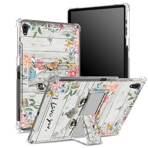 Schutzhülle für iPad Mini 6 / iPad Mini 6. Generation 2021 21,1 cm (8,3 Zoll) mit Stifthalter, transparente Rückseite mit Katzenblumen, Eckenschutz, stoßfeste Abdeckung mit hartem Ständer von BWEGRHE
