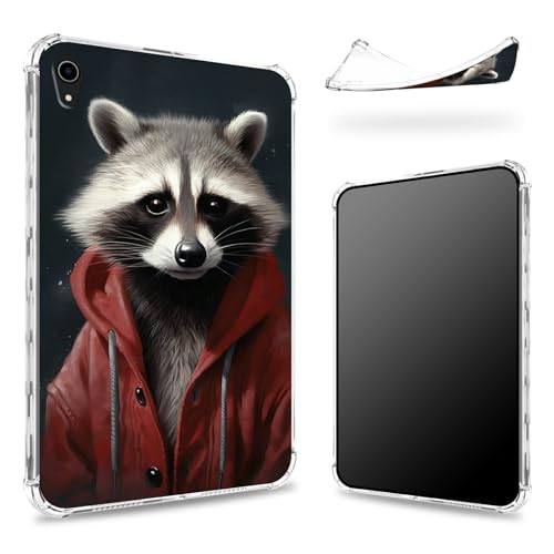 Schutzhülle für iPad Mini 6 21,1 cm (8,3 Zoll) 2021 Mini 6. Generation, transparente Rückseite mit Waschbär, schlanker, weicher TPU-Eckenschutz, stoßfeste Stoßdämpferabdeckung von BWEGRHE
