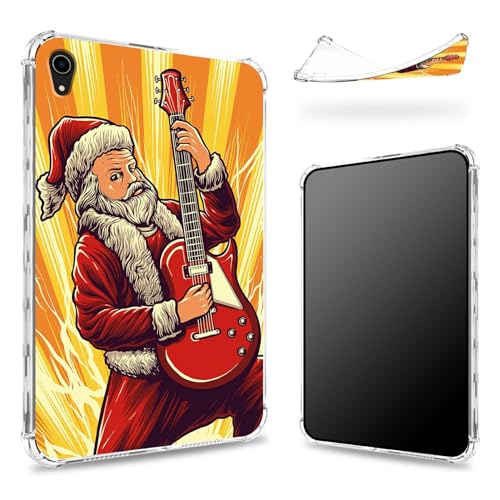Schutzhülle für iPad Mini 6 21,1 cm (8,3 Zoll) 2021 Mini 6. Generation, transparente Rückseite mit Weihnachtsmann, schlanker, weicher TPU-Eckenschutz, stoßfeste Stoßdämpferabdeckung von BWEGRHE