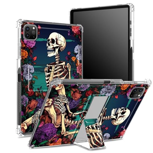 Schutzhülle für iPad Pro 11 Zoll 4. / 3. / 2. / 1. Generation 2022/2021/2020/2018, mit Stifthalter, transparente Rückseite mit Totenkopf-Blume, stoßfeste Eckabdeckung mit Ständer Schutzhülle für iPad Pro 11 Zoll 4. / 3. / 2. / 1. Generation 2022/2021/2020/2018, mit Stifthalter, transparente Rückseite mit Totenkopf-Blume, stoßfeste Eckabdeckung mit Ständer von BWEGRHE
