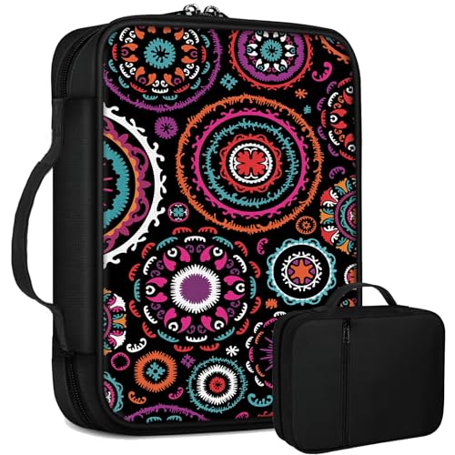 Suzani Mandala-Bibeltasche, groß, für Damen und Herren, multifunktionale Kirchentasche, Bibelschutz mit Griff, Reißverschlusstasche, christliches Geschenk, Bibelstudium von BWEGRHE