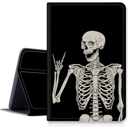 Totenkopf-Skelett-Schutzhülle für Apple iPad Mini 6 2021 (6. Generation), stoßfest, PU-Leder, klappbar, verstellbarer Ständer, mit automatischer Sleep/Wake-Funktion, für iPad Mini 6 von BWEGRHE