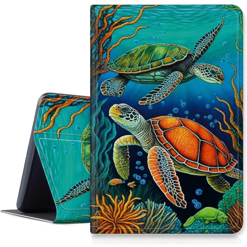 Turtles Schutzhülle kompatibel mit Amazon Fire HD 10 25,7 cm (10,1 Zoll) Tablet (7. Generation und 9. Generation, Version 2017 und 2019), Smart Folding Stand Cover mit Auto Wake/Sleep von BWEGRHE