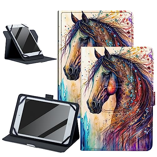 Universal-Schutzhülle für Tablets mit einer Größe von 17,8 - 22,9 cm (7 - 9 Zoll), 360 Grad drehbar, verstellbarer Ständer, PU-Leder, für alle Arten von 7-9 Zoll Android/iOS/Windows-Tablets von BWEGRHE