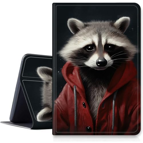 Waschbär-Schutzhülle für iPad 10. Generation 11 Zoll 2022 Version (Modellnummer: A2696 A2757 A2777), stoßfest, PU-Leder, Klappständer mit automatischer Sleep/Wake-Funktion für iPad 10. 2022 von BWEGRHE