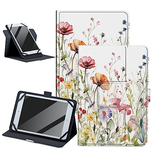 Wild Florals Universal-Schutzhülle für 17,8–22,9 cm (7 - 9 Zoll) Tablets, um 360 Grad drehbar, verstellbarer Ständer, PU-Leder, Schutzhülle für alle Arten von 7-9 Zoll Android/iOS/Windows-Tablets von BWEGRHE