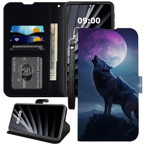 Wolf Moonlight Handyhülle für Moto G 5G 2023, Motorola G 5G 2023, Brieftaschen-Hülle, PU-Leder, TPU, Flip-Magnetschnalle, Kickstand Cover mit Kreditkartenschlitz, Handschlaufe Wolf Moonlight Handyhülle für Moto G 5G 2023, Motorola G 5G 2023, Brieftaschen-Hülle, PU-Leder, TPU, Flip-Magnetschnalle, Kickstand Cover mit Kreditkartenschlitz, Handschlaufe von BWEGRHE