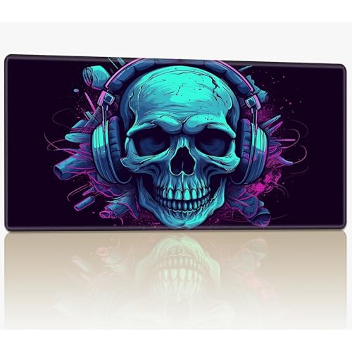 for MTG Playmat with Stitched Edges, 61.0 x 35.6 cm Stitched TCG Card Play Mat Commander, Board Game Mats Smooth Rubber Surface Battle Game Desk Mat, Skull with Headphones for MTG Playmat with Stitched Edges, 61.0 x 35.6 cm Stitched TCG Card Play Mat Commander, Board Game Mats Smooth Rubber Surface Battle Game Desk Mat, Skull with Headphones von BWEGRHE