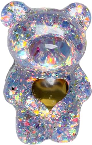 BWESOO Lila Handy Finger Ständer Nette Bär Puppe Telefon Halter Griptok Unterstützung Komfortable Griff Anti-Rutsch Kreative Flexible Licht Handy Ständer 3D Laser Telefon Griptok Falten Zubehör von BWESOO