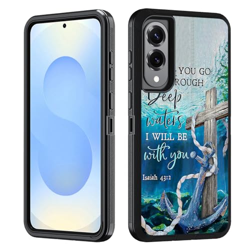 BWOOLL Schutzhülle für Samsung Galaxy S25 Edge, strapazierfähig, 3-in-1-Hybrid-Hart-PC und weiches Silikon, stoßfest, Fallschutz für Galaxy S25 Edge 5G, 17 cm (6,7 Zoll), Kreuz- und Anker-Zitat von BWOOLL