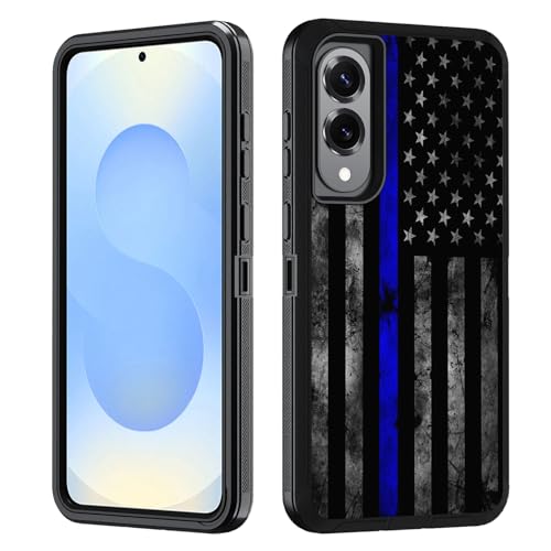 BWOOLL Schutzhülle für Samsung Galaxy S25 Edge, strapazierfähig, 3-in-1-Hybrid-Hart-PC und weiches Silikon, stoßfest, Fallschutz für Galaxy S25 Edge 5G 6,7 Zoll 2025, dünne blaue Linie von BWOOLL