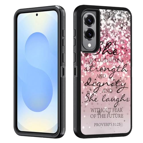 BWOOLL Schutzhülle für Samsung Galaxy S25 Edge, strapazierfähig, 3-in-1-Hybrid-Hart-PC & weiches Silikon, stoßfest, Fallschutz für Galaxy S25 Edge 5G 6,7 Zoll 2025, rosa Glitzer, Bibelvers BWOOLL Schutzhülle für Samsung Galaxy S25 Edge, strapazierfähig, 3-in-1-Hybrid-Hart-PC & weiches Silikon, stoßfest, Fallschutz für Galaxy S25 Edge 5G 6,7 Zoll 2025, rosa Glitzer, Bibelvers von BWOOLL