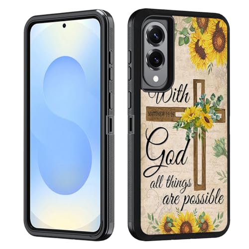 BWOOLL Schutzhülle für Samsung Galaxy S25 Edge 5G, strapazierfähig, 3-in-1-Hybrid-Hart-PC und weiches Silikon, stoßfest, Fallschutz für Galaxy S25 Edge 5G, 17 cm (6,7 Zoll), christliches Kreuz-Zitat von BWOOLL