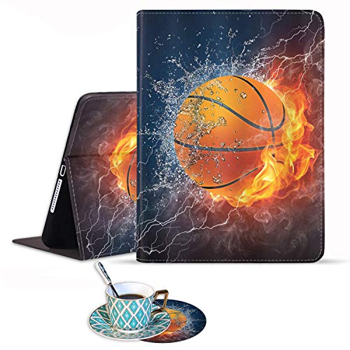 Schutzhülle für iPad Mini 5/Mini 4, klappbarer Ständer, Folio-Abdeckung mit automatischer Wake/Sleep-Funktion für iPad Mini 5. / 4. Generation (7.9 Zoll) – brennendes Basketball-Feuer und Wasser von BWOOLL