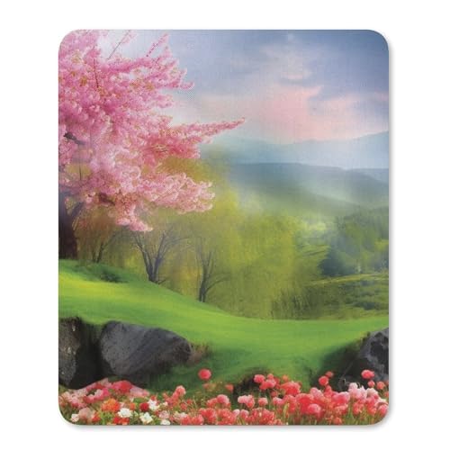 Quadratisches Mauspad mit rutschfester Gummiunterseite, geeignet für Frühlingslandschaft, komfortables Mauspad für E-Sport, Gaming, Büros Quadratisches Mauspad mit rutschfester Gummiunterseite, geeignet für Frühlingslandschaft, komfortables Mauspad für E-Sport, Gaming, Büros von BWQMNT