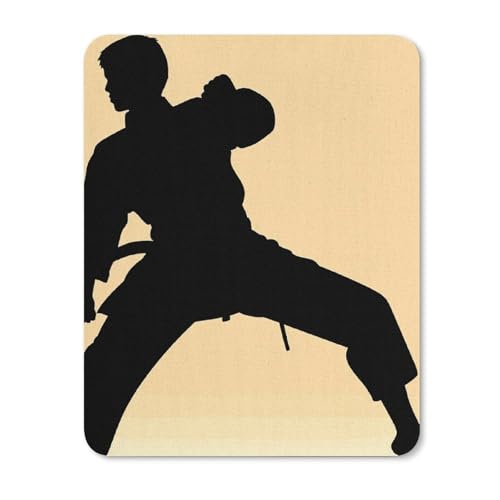 Quadratisches Mauspad mit rutschfester Gummiunterseite, geeignet für Karate, Männer, Silhouette, bequemes Mauspad für E-Sport, Gaming, Büros Quadratisches Mauspad mit rutschfester Gummiunterseite, geeignet für Karate, Männer, Silhouette, bequemes Mauspad für E-Sport, Gaming, Büros von BWQMNT