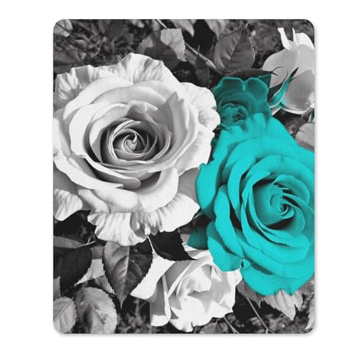 Quadratisches Mauspad mit rutschfester Gummiunterseite, geeignet für Schwarz-Weiß, Blaugrün, Grau, Rose, Blumen, bequemes Mauspad für E-Sport, Gaming, Büros Quadratisches Mauspad mit rutschfester Gummiunterseite, geeignet für Schwarz-Weiß, Blaugrün, Grau, Rose, Blumen, bequemes Mauspad für E-Sport, Gaming, Büros von BWQMNT