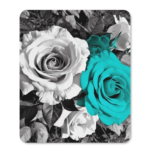 Quadratisches Mauspad mit rutschfester Gummiunterseite, geeignet für Schwarz-Weiß, Blaugrün, Grau, Rose, Blumen, bequemes Mauspad für E-Sport, Gaming, Büros Quadratisches Mauspad mit rutschfester Gummiunterseite, geeignet für Schwarz-Weiß, Blaugrün, Grau, Rose, Blumen, bequemes Mauspad für E-Sport, Gaming, Büros von BWQMNT