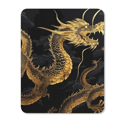 Quadratisches Mauspad mit rutschfester Gummiunterseite, geeignet für gelber Drache, schwarzer Hintergrund, bequemes Mauspad für E-Sport, Gaming, Büros Quadratisches Mauspad mit rutschfester Gummiunterseite, geeignet für gelber Drache, schwarzer Hintergrund, bequemes Mauspad für E-Sport, Gaming, Büros von BWQMNT