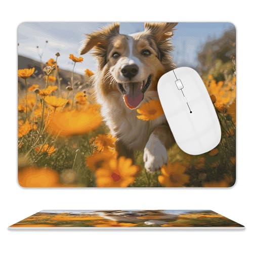 Mauspad, quadratisch, Hundebekämpfung, Depressionen, Leder, rutschfeste Gummiunterseite, kleines Mauspad (20,3 x 25,4 cm) von BWQSKL