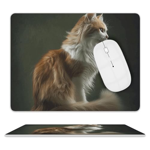 Mauspad, quadratisch, Katzen-Leder, rutschfeste Gummiunterseite, kleines Mauspad (20,3 x 25,4 cm) von BWQSKL