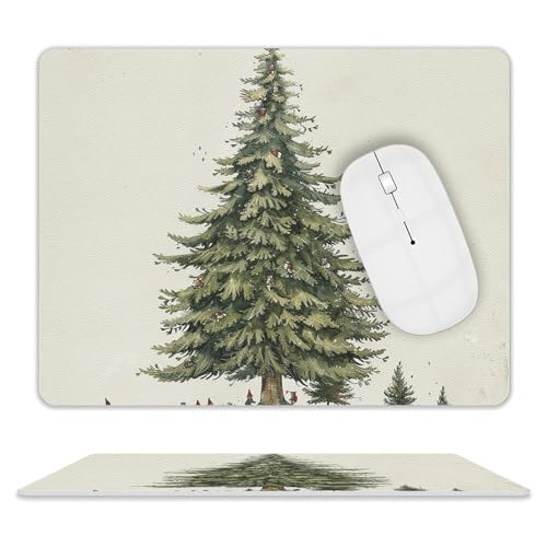 Quadratisches Mauspad, hohe Kiefernbaum-Leder-Mauspads, rutschfeste Gummiunterseite, kleines Mauspad (20,3 x 25,4 cm) von BWQSKL