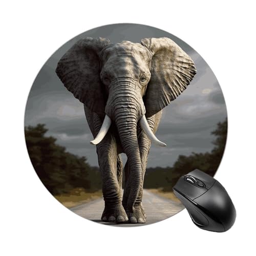 Rundes Mauspad, kleines Mauspad, Mauspad mit 3D-Elefant, rutschfeste Gummiunterseite für kabellose Maus, Gaming, Arbeit Rundes Mauspad, kleines Mauspad, Mauspad mit 3D-Elefant, rutschfeste Gummiunterseite für kabellose Maus, Gaming, Arbeit von BWQSKL