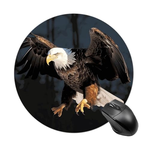 Rundes Mauspad, kleines Mauspad, Mauspad mit 3D-Weißkopfseeadler, rutschfeste Gummiunterseite für kabellose Maus, Gaming-Arbeit Rundes Mauspad, kleines Mauspad, Mauspad mit 3D-Weißkopfseeadler, rutschfeste Gummiunterseite für kabellose Maus, Gaming-Arbeit von BWQSKL