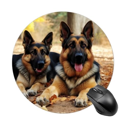 Rundes Mauspad, kleines Mauspad, Mauspad mit Deutscher Schäferhund, rutschfeste Gummiunterseite für kabellose Maus, Gaming, Arbeit Rundes Mauspad, kleines Mauspad, Mauspad mit Deutscher Schäferhund, rutschfeste Gummiunterseite für kabellose Maus, Gaming, Arbeit von BWQSKL