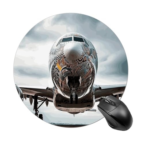 Rundes Mauspad, kleines Mauspad, Mauspad mit Flugzeugkunst, rutschfeste Gummiunterseite für kabellose Maus, Gaming-Arbeit Rundes Mauspad, kleines Mauspad, Mauspad mit Flugzeugkunst, rutschfeste Gummiunterseite für kabellose Maus, Gaming-Arbeit von BWQSKL