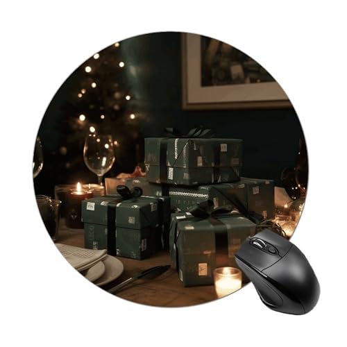 Rundes Mauspad, kleines Mauspad, Mauspad mit Geschenken auf dem Tisch, rutschfeste Gummiunterseite für kabellose Maus, Gaming-Arbeit Rundes Mauspad, kleines Mauspad, Mauspad mit Geschenken auf dem Tisch, rutschfeste Gummiunterseite für kabellose Maus, Gaming-Arbeit von BWQSKL