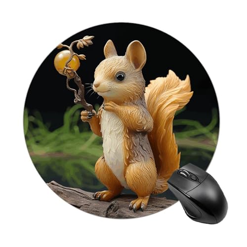 Rundes Mauspad, kleines Mauspad, Mauspad mit Harz, Eichhörnchen, rutschfeste Gummiunterseite für kabellose Maus, Gaming, Arbeit Rundes Mauspad, kleines Mauspad, Mauspad mit Harz, Eichhörnchen, rutschfeste Gummiunterseite für kabellose Maus, Gaming, Arbeit von BWQSKL