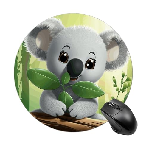Rundes Mauspad, kleines Mauspad, Mauspad mit Koala, rutschfeste Gummiunterseite für kabellose Maus, Gaming-Arbeit Rundes Mauspad, kleines Mauspad, Mauspad mit Koala, rutschfeste Gummiunterseite für kabellose Maus, Gaming-Arbeit von BWQSKL