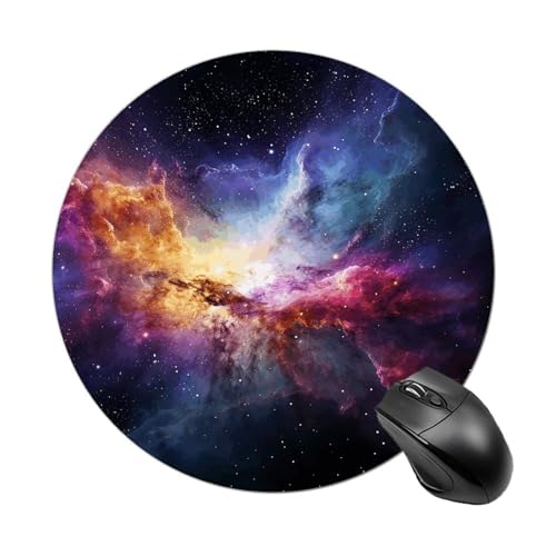 Rundes Mauspad, kleines Mauspad, Mauspad mit Nebel und Galaxie im Universum, rutschfeste Gummiunterseite für kabellose Maus, Gaming-Arbeit Rundes Mauspad, kleines Mauspad, Mauspad mit Nebel und Galaxie im Universum, rutschfeste Gummiunterseite für kabellose Maus, Gaming-Arbeit von BWQSKL