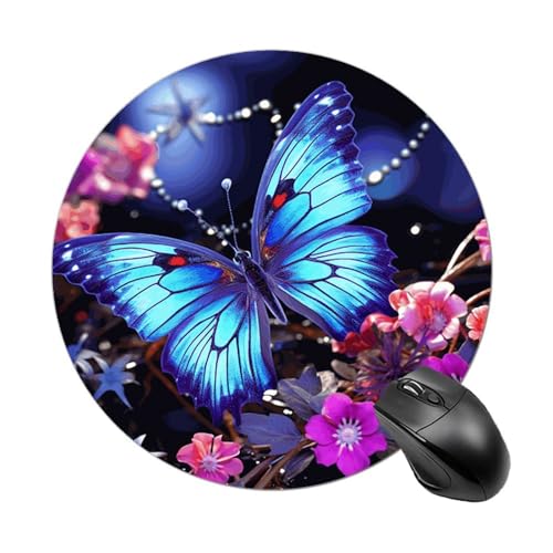 Rundes Mauspad, kleines Mauspad, Mauspad mit Schönheit, Schmetterling, rutschfeste Gummiunterseite für kabellose Maus, Gaming, Arbeit Rundes Mauspad, kleines Mauspad, Mauspad mit Schönheit, Schmetterling, rutschfeste Gummiunterseite für kabellose Maus, Gaming, Arbeit von BWQSKL