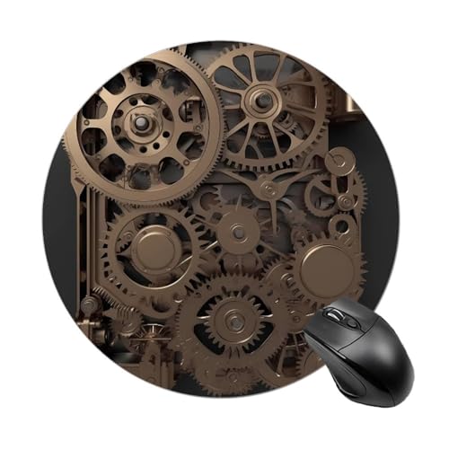 Rundes Mauspad, kleines Mauspad, Mauspad mit Steampunk-mechanischen Zahnrädern, rutschfeste Gummiunterseite für kabellose Maus, Gaming-Arbeit Rundes Mauspad, kleines Mauspad, Mauspad mit Steampunk-mechanischen Zahnrädern, rutschfeste Gummiunterseite für kabellose Maus, Gaming-Arbeit von BWQSKL