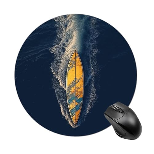 Rundes Mauspad, kleines Mauspad, Mauspad mit Surfbrett, rutschfeste Gummiunterseite für kabellose Maus, Gaming, Arbeit Rundes Mauspad, kleines Mauspad, Mauspad mit Surfbrett, rutschfeste Gummiunterseite für kabellose Maus, Gaming, Arbeit von BWQSKL