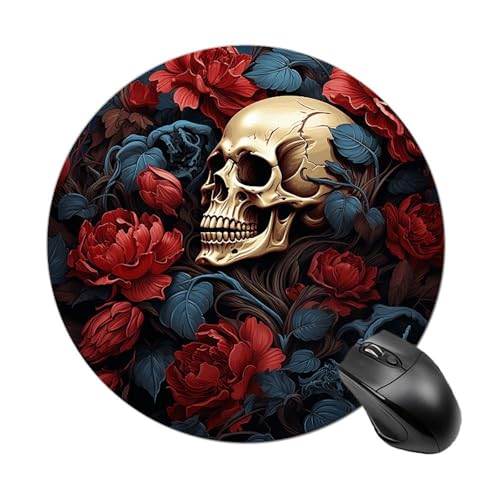 Rundes Mauspad, kleines Mauspad, Mauspad mit Totenkopfbild, Poster, rutschfeste Gummiunterseite für kabellose Maus, Gaming, Arbeit Rundes Mauspad, kleines Mauspad, Mauspad mit Totenkopfbild, Poster, rutschfeste Gummiunterseite für kabellose Maus, Gaming, Arbeit von BWQSKL