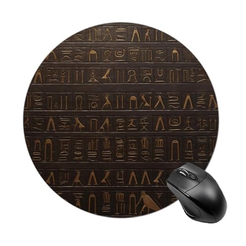 Rundes Mauspad, kleines Mauspad, Mauspad mit altägyptischer Hieroglyphe, rutschfeste Gummiunterseite für kabellose Maus, Gaming-Arbeit Rundes Mauspad, kleines Mauspad, Mauspad mit altägyptischer Hieroglyphe, rutschfeste Gummiunterseite für kabellose Maus, Gaming-Arbeit von BWQSKL